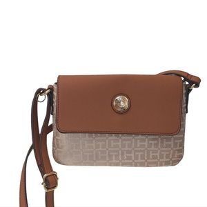 Tommy Hilfiger women Cross Body monogram brown casual small bag purse